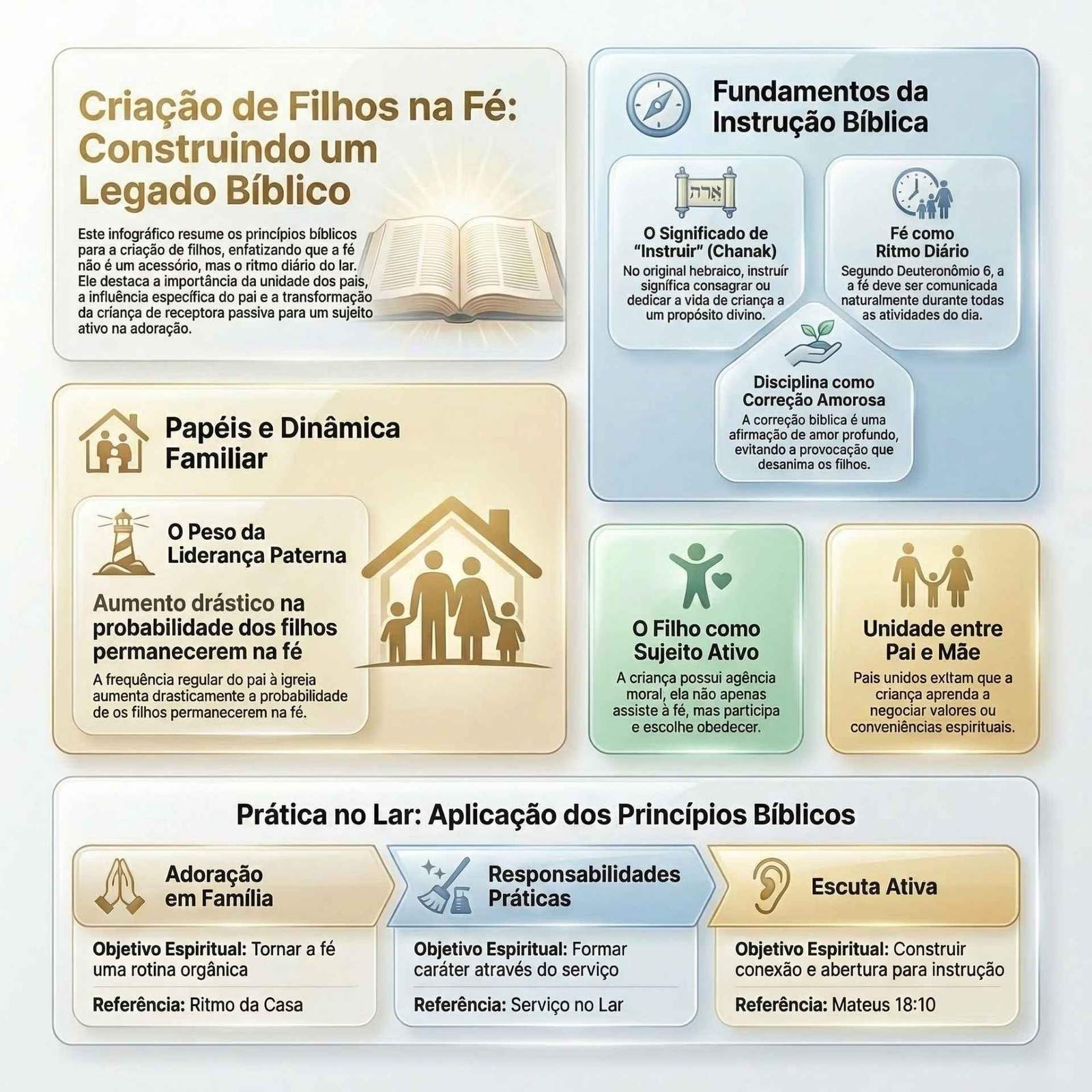 Infográfico sobre educação cristã com título Criação de Filhos na Fé.