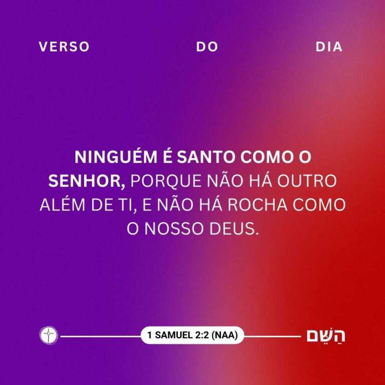 Ninguém é santo como o Senhor, porque não há outro além de ti, e não há rocha como o nosso Deus. 1Samuel 1:1