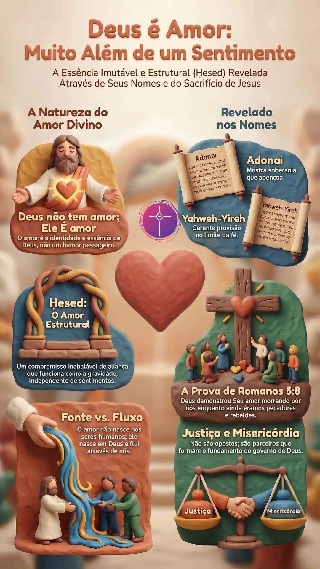 A imagem apresenta Deus como amor superior ao sentimento.