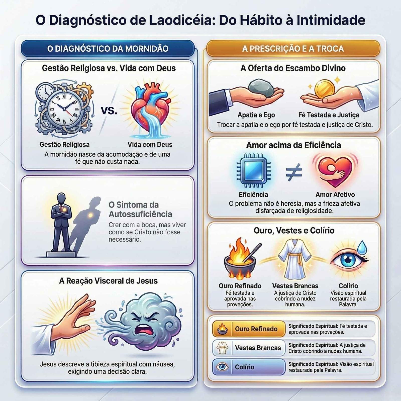 Infográfico O Diagnóstico de Laodicéia. O texto foca na mudança do hábito para a intimidade.