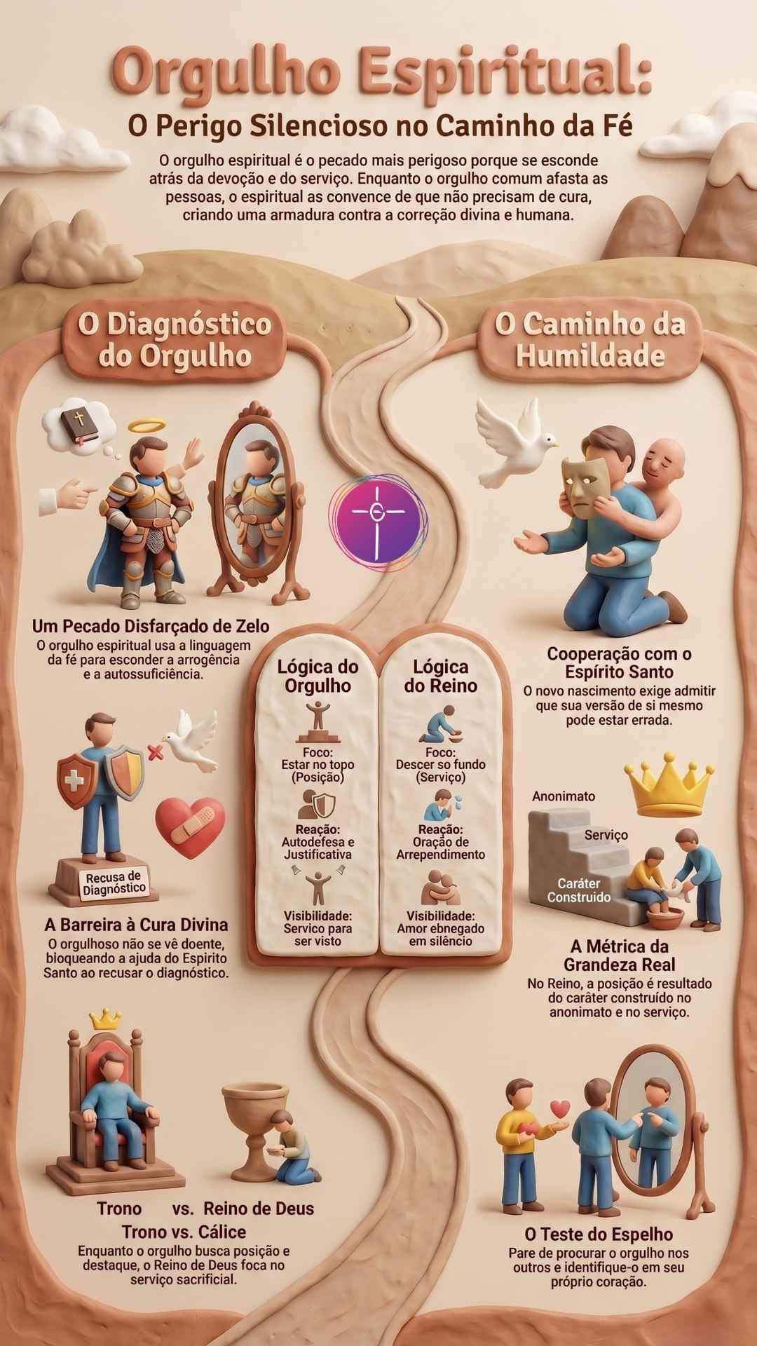 O título define o orgulho espiritual como perigo silencioso na fé.