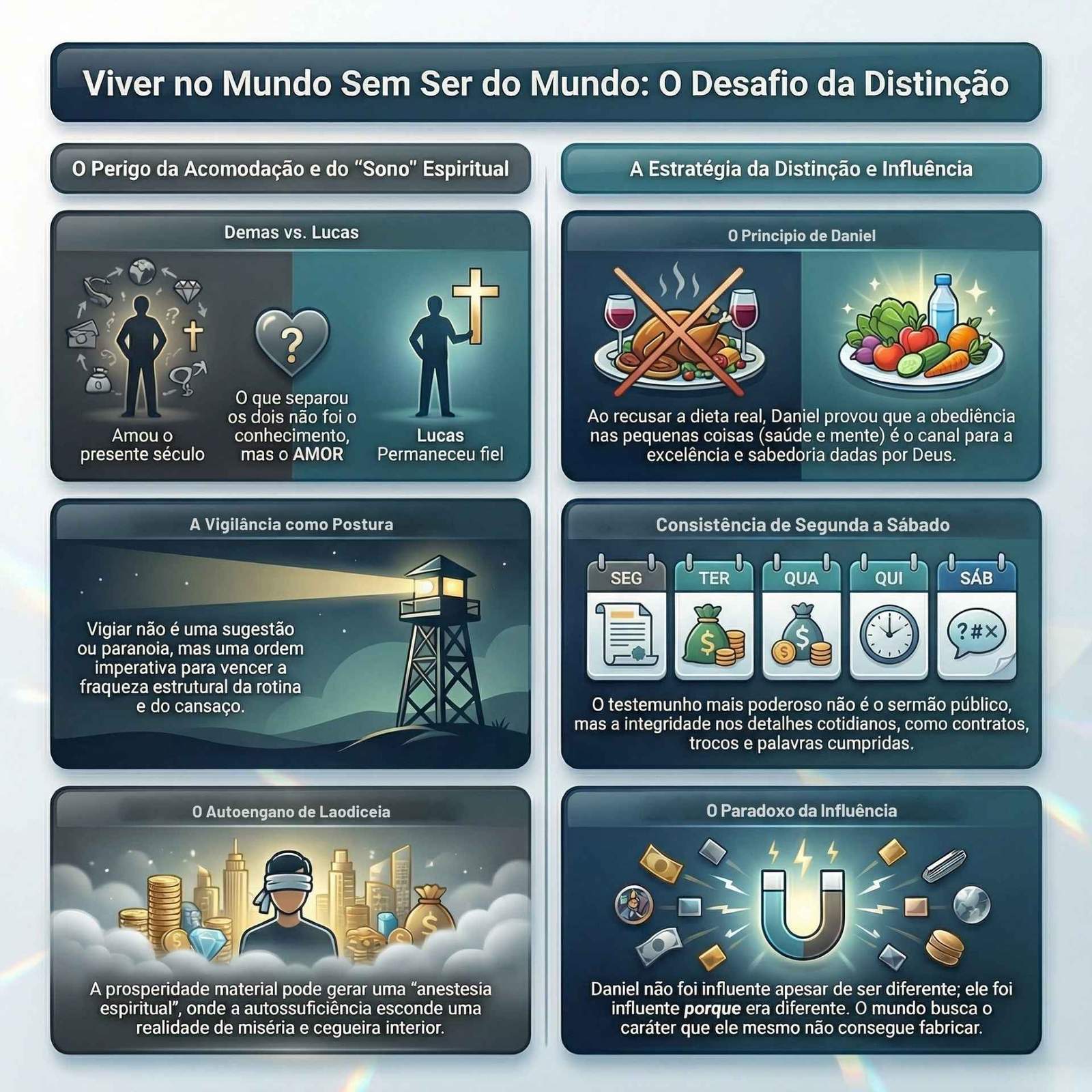 Infográfico traz o título Viver no Mundo Sem Ser do Mundo: O Desafio da Distinção.
